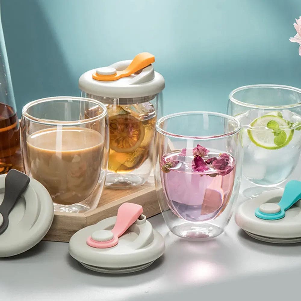 Double Wall Glass, Transparent Insulated Coffee Cup, Transparent Double Layer Wall Glass Cup, Cute Portable Water Cup, Double Wall Glass Cup Double Wall Glass, Transparent Insulated Coffee Cup, Transparent Double Layer Wall Glass Cup, Cute Portable Water Cup, Double Wall Glass Cup